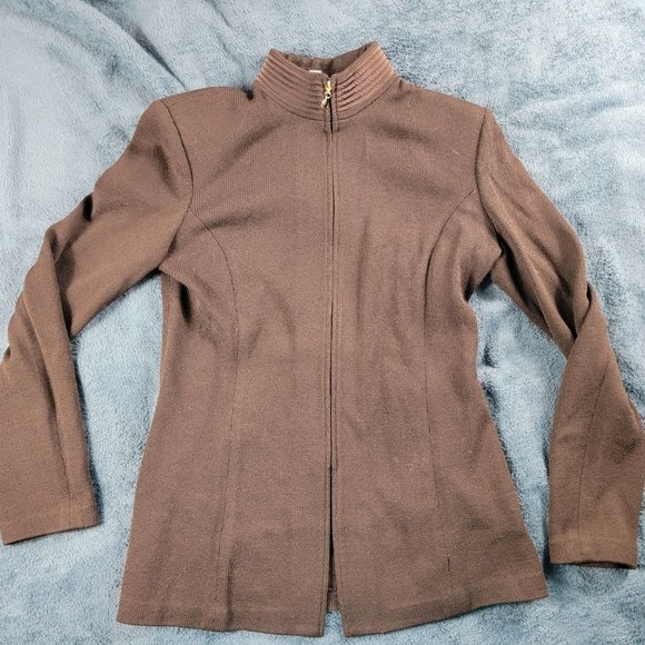 St John Collection Womens 8 Brown Full Zip Sweater Made In USA Casual Formal - Picture 1 of 10